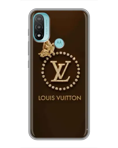 Чохол для Motorola MOTO E20 з картинкою «LV — золота печатка»