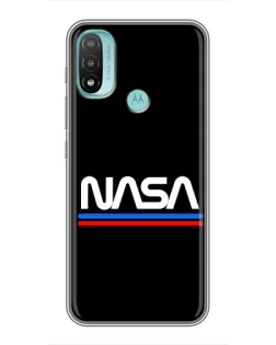 Чехол для Motorola MOTO E20 с картинкой «NASA — классика Red Blue»