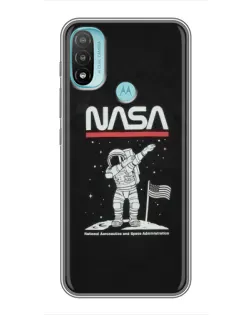Чехол для Motorola MOTO E20 с картинкой «NASA — шагаем по Луне»