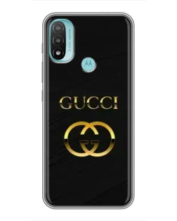 Чехол для Motorola MOTO E20 с картинкой «Золотой логотип Gucci»