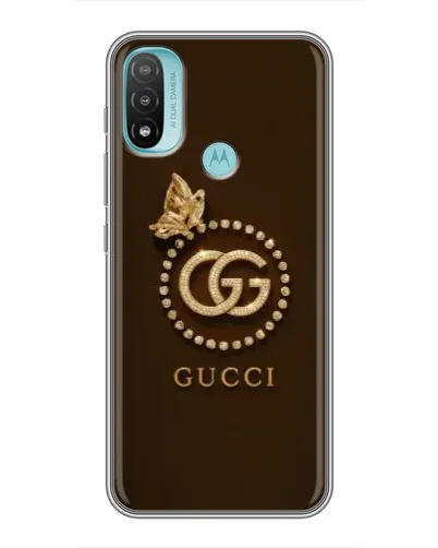 Чехол для Motorola MOTO E20 с картинкой «Gucci — золотая бабочка»
