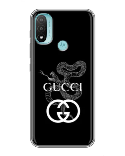 Чехол для Motorola MOTO E20 с картинкой «Gucci — серебряная змея»