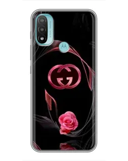Чехол для Motorola MOTO E20 с картинкой «Gucci — неоновая роза»