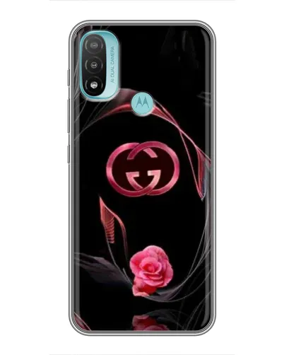 Чехол для Motorola MOTO E20 с картинкой «Gucci — неоновая роза»