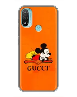 Чехол для Motorola MOTO E20 с картинкой «Микки Маус Gucci — оранж»