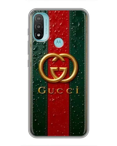 Чехол для Motorola MOTO E20 с картинкой «Gucci — фирменная полоса и золото» Чехол для Motorola MOTO E20 с картинкой «Gucci — фирменная полоса и золото»