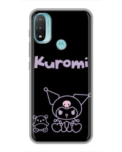 Чехол для Motorola MOTO E20 с картинкой «Kuromi — черный минимализм»