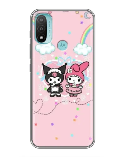 Чехол для Motorola MOTO E20 с картинкой «My Melody и Kuromi»