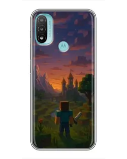 Чехол для Motorola MOTO E20 с картинкой «Стив у башни» Чехол для Motorola MOTO E20 с картинкой «Стив у башни»