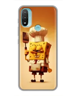 Чехол для Motorola MOTO E20 с картинкой «Губка Боб повар»