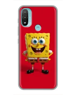 Чехол для Motorola MOTO E20 с картинкой «Спанч Боб на красном»