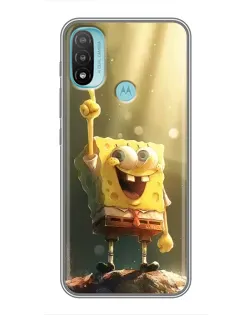 Чехол для Motorola MOTO E20 с картинкой «Сияющий Спанч Боб»