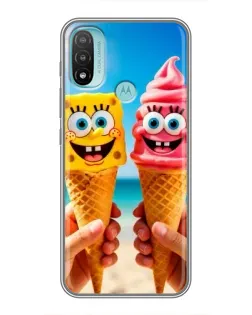 Чехол для Motorola MOTO E20 с картинкой «Спанч Боб мороженое»