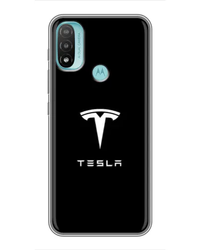 Чехол для Motorola MOTO E20 с картинкой «Tesla White Logo»