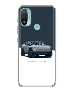 Чехол для Motorola MOTO E20 с картинкой «Серебристый Cybertruck Tesla»