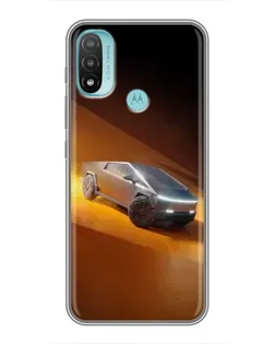 Чехол для Motorola MOTO E20 с картинкой «Cybertruck в пустыне»