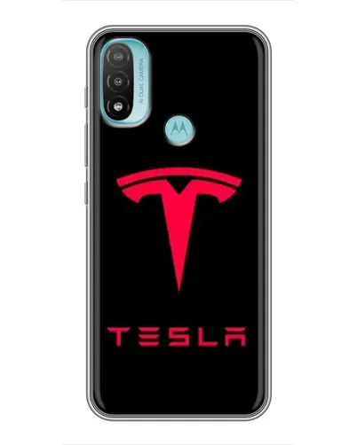 Чехол для Motorola MOTO E20 с картинкой «Tesla Red Logo»