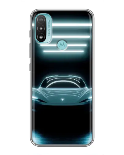 Чехол для Motorola MOTO E20 с картинкой «Tesla в неоне»