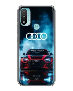 Чехол для Motorola MOTO E20 с картинкой «Audi Sport — неон»