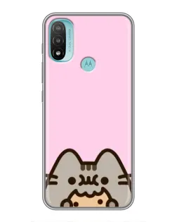 Чехол для Motorola MOTO E20 с картинкой «Pusheen и печенье»