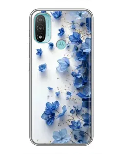 Чехол для Motorola MOTO E20 с картинкой «Голубой цветочный каскад»