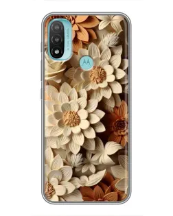 Чехол для Motorola MOTO E20 с картинкой «Бежевый флористический декор»