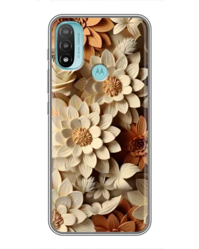 Чехол для Motorola MOTO E20 с картинкой «Бежевый флористический декор»