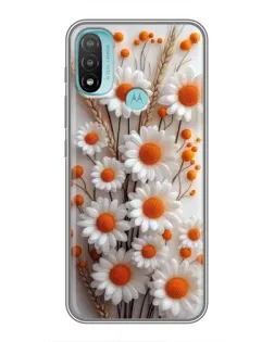 Чехол для Motorola MOTO E20 с картинкой «Белые сухоцветы»