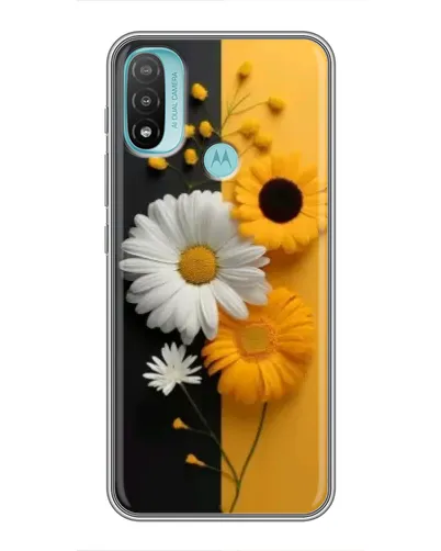 Чехол для Motorola MOTO E20 с картинкой «Подсолнух и ромашка»