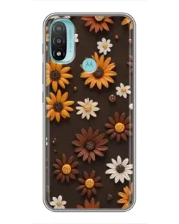 Чехол для Motorola MOTO E20 с картинкой «Узор из маленьких подсолнухов»