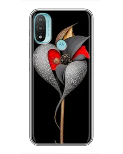 Чехол для Motorola MOTO E20 с картинкой «Серебряный фантазийный цветок»