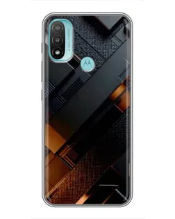 Чехол для Motorola MOTO E20 с картинкой «Черные геометрические блоки»