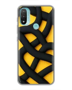 Чехол для Motorola MOTO E20 с картинкой «Черное желтое переплетение»