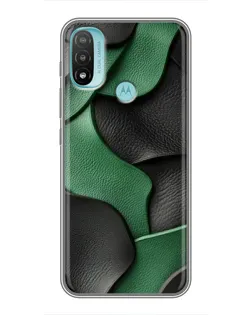 Чехол для Motorola MOTO E20 с картинкой «Зеленые кожаные волны»