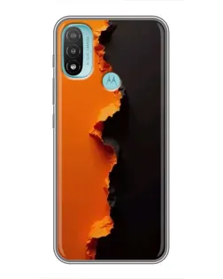 Чехол для Motorola MOTO E20 с картинкой «Оранжевый разлом»