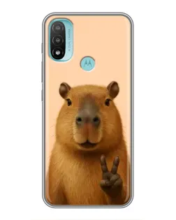 Чехол для Motorola MOTO E20 с картинкой «Капибара виктория»
