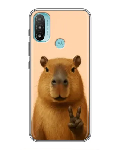 Чехол для Motorola MOTO E20 с картинкой «Капибара виктория»
