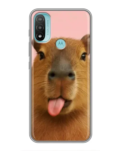 Чехол для Motorola MOTO E20 с картинкой «Капибара с языком»