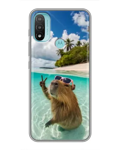 Чехол для Motorola MOTO E20 с картинкой «Капибара на море»
