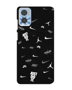 Чехол для Motorola MOTO E22 с картинкой «Nike Black Pattern» Чехол для Motorola MOTO E22 с картинкой «Nike Black Pattern»