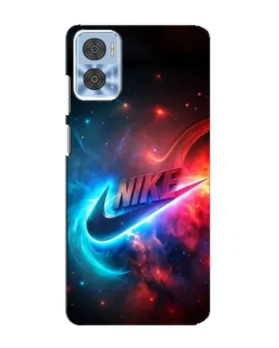 Чехол для Motorola MOTO E22 с картинкой «Огненный логотип Nike»