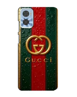 Чохол для Motorola MOTO E22 з картинкою «Gucci — фірмова смуга та золото»