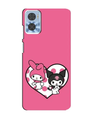Чехол для Motorola MOTO E22 с картинкой «Kuromi и My Melody»