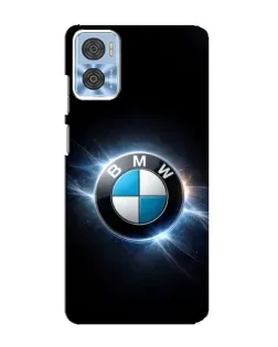 Чехол для Motorola MOTO E22 с картинкой «BMW — неоновое сияние»