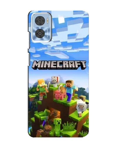 Чехол для Motorola MOTO E22 с картинкой «Minecraft классический мир»