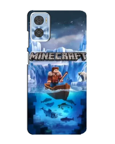 Чехол для Motorola MOTO E22 с картинкой «Minecraft ледяной мир»