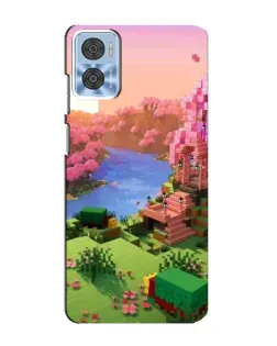 Чохол для Motorola MOTO E22 з картинкою «Рожеве дерево Minecraft»