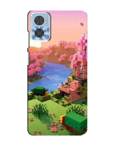 Чехол для Motorola MOTO E22 с картинкой «Розовое дерево Minecraft»
