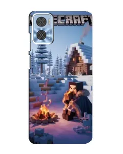 Чохол для Motorola MOTO E22 з картинкою «Зимовий Minecraft»