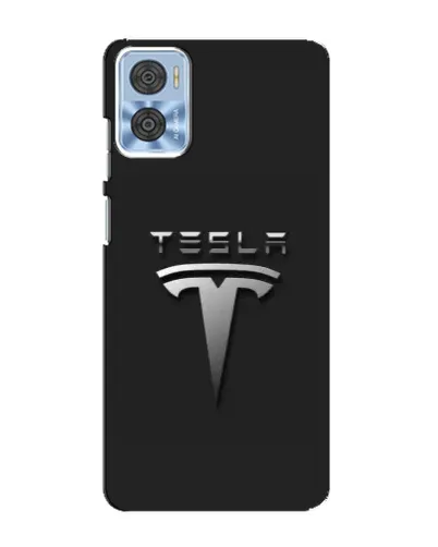 Чехол для Motorola MOTO E22 с картинкой «Стальной логотип Tesla»